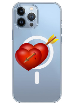 Husa personalizata Apple iPhone 15 Pro Max, MagSafe, Hearts With Arrow