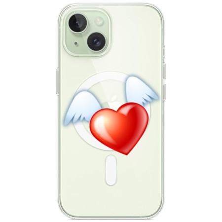 Husa personalizata Apple iPhone 15 Plus, MagSafe, Angel Heart