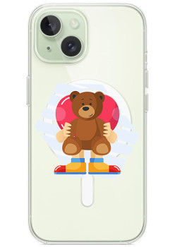 Husa personalizata Apple iPhone 15 Plus, MagSafe, Teddy Bear Love