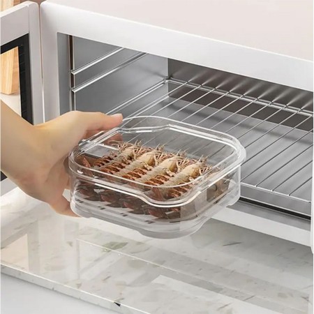 Caserola Dreptunghiulara de pastrare a alimentelor, PC, cu capac, 350ml, Transparent