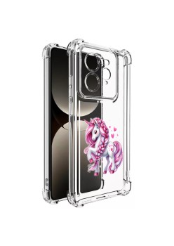 Husa Antisoc pentru Realme GT 7 Pro, AirBag, Pink Unicorn, Clear 