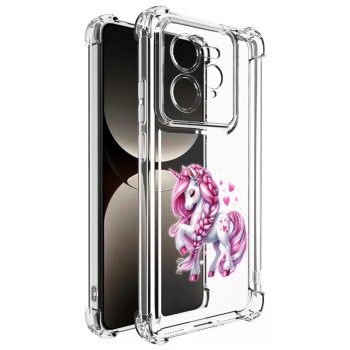 Husa Antisoc pentru Realme GT 7 Pro, AirBag, Pink Unicorn, Clear 