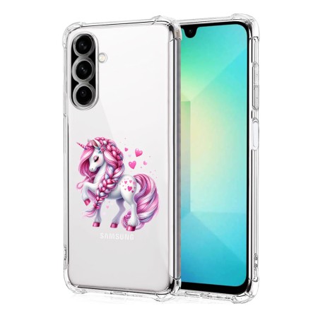 Husa Antisoc pentru Samsung Galaxy A26, AirBag, Pink Unicorn, Clear 