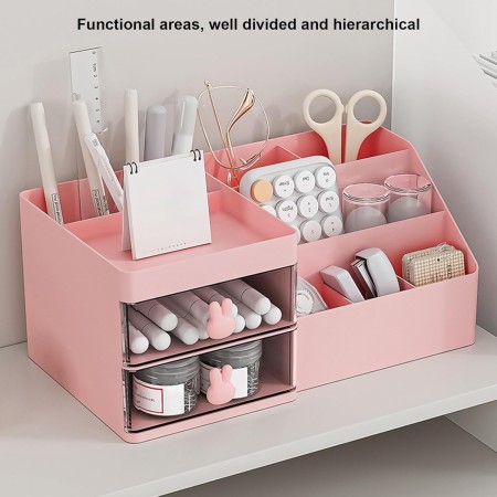 Cutie organizare, papetarie, makeup, plastic, PC Hard, 27.5x15.5x12 cm, cherry pink