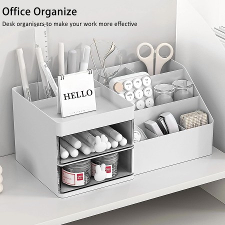 Cutie organizare, papetarie, makeup, plastic, PC Hard, 27.5x15.5x12 cm, Moonlight white