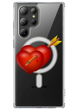 Husa personalizata Samsung Galaxy S24 Ultra, MagSafe Atasare Magnetica, Hearts With Arrow