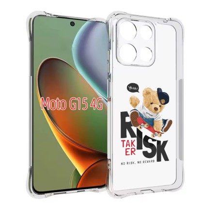 Husa Antisoc pentru Motorola Moto G15, AirBag PRO, Clear, Risk Taker