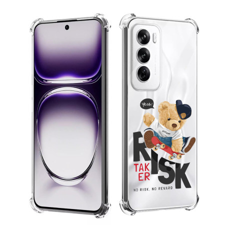 Husa Antisoc pentru Oppo Reno12, AirBag PRO, Clear, Risk Taker