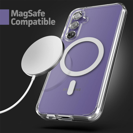 Husa MagSafe compatibila Samsung Galaxy S24, Atasare Magnetica, Clear Case, Transparent