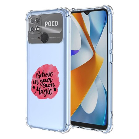 Husa Antisoc pentru Xiaomi Poco C40, AirBag PRO, Clear, Belive in Your Own Magic