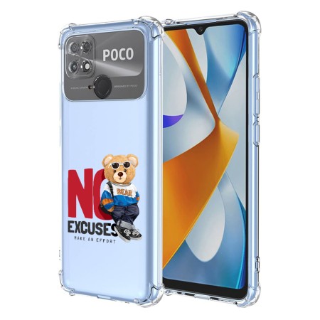 Husa Antisoc pentru Xiaomi Poco C40, AirBag PRO, Clear, No Excuses