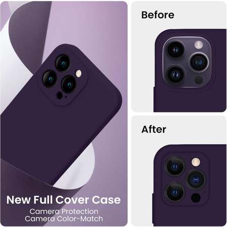 Husa Silicon pentru Iphone 16 Pro, Liquid, Protectie PRO Camera, Mov