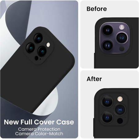 Husa Silicon pentru Iphone 16 Pro Max, Liquid, Protectie PRO Camera, Negru