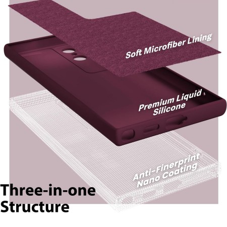 Husa pentru Samsung Galaxy S25 Ultra - SoftFlex, Microfibra in interior, Plum Red