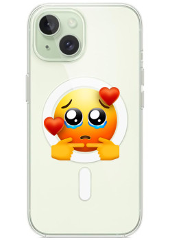 Husa personalizata Apple iPhone 15 Plus, MagSafe, Pleading Face With Hearts