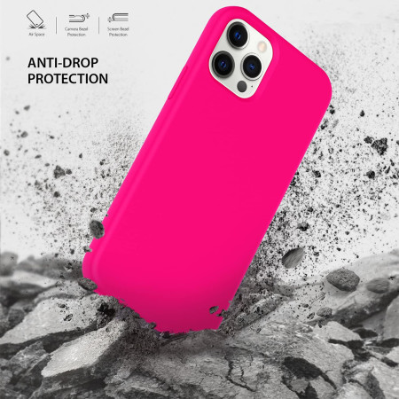 Husa silicon Apple iPhone 12 / iPhone 12 Pro,Camera SuperProtect, Anti-Zgarieturi Interior din Microfibra, Hot Pink