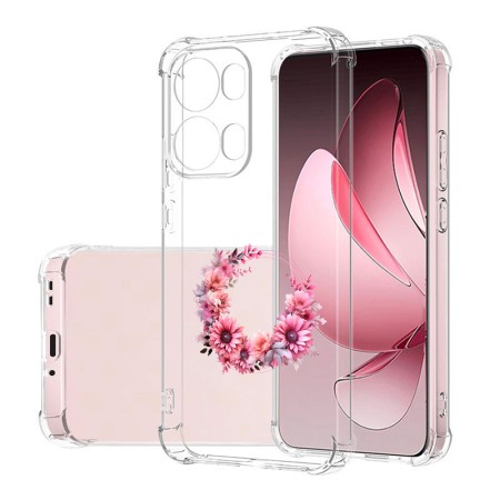 Husa Antisoc pentru Oppo Reno13 Pro, AirBag, Pink wreath 1, Clear 