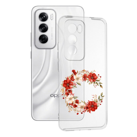 Husa pentru Oppo Reno12, Tech Flower Ring 1, Pro-Slim, Clear