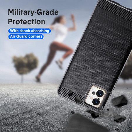 Husa Carbon compatibila Motorola Moto G32, Tech Protect Anti-Soc, Negru