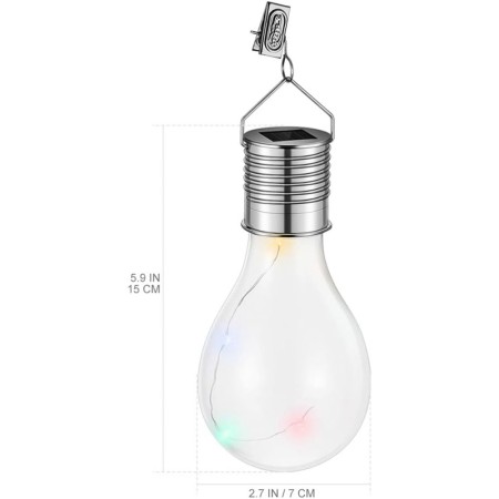 Lampa Solara suspendata Decorativa LED, forma de Bulb, exterior, IP65, Ultron Transparent, Multicolora