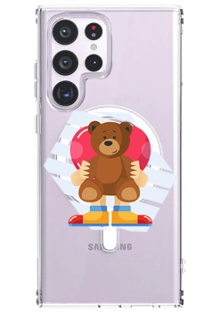 Husa personalizata Samsung Galaxy S23 Ultra, MagSafe Atasare Magnetica, Teddy Bear Love