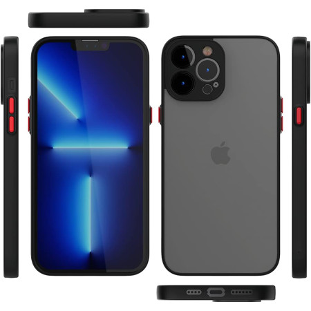 Husa cu protectie la camere si finisaj mat pentru APPLE iPhone, Negru - Alege Modelul!