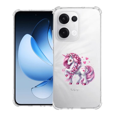 Husa Antisoc pentru Oppo Reno13, AirBag, Pink Unicorn, Clear 