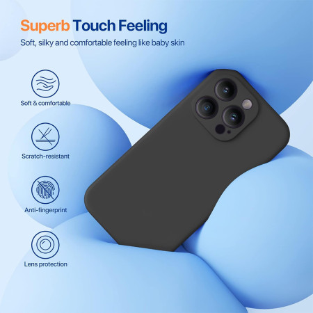 Husa Silicon pentru Iphone 16 Pro, Liquid, Protectie PRO Camera, Negru