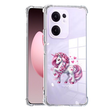 Husa Antisoc pentru Oppo Reno13 F, AirBag, Pink Unicorn, Clear 