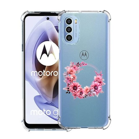 Husa Antisoc pentru Motorola Moto G71 5G, AirBag, Pink wreath 1, Clear 