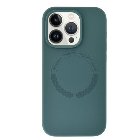 Husa MagSafe compatibila cu Apple iPhone 13 Pro, Atasare Magnetica, Interior Microfibra, Pine Green