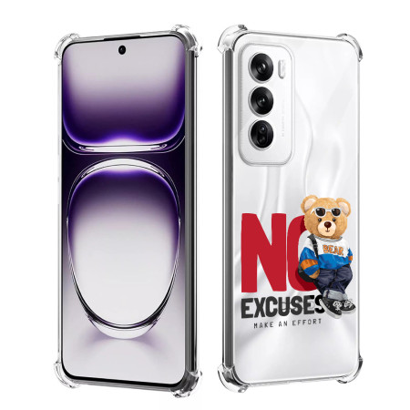 Husa Antisoc pentru Oppo Reno12, AirBag PRO, Transparent, No Excuses