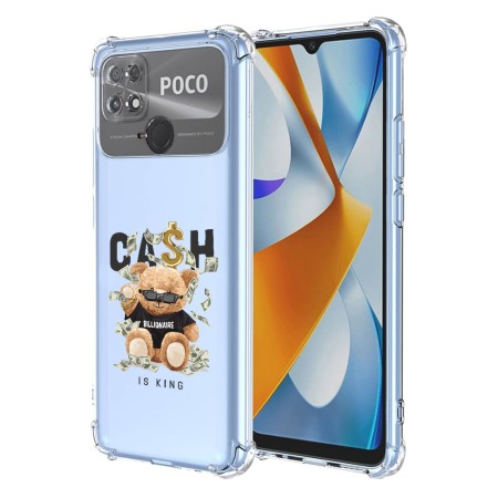 Husa Antisoc pentru Xiaomi Poco C40, AirBag PRO, Clear, Cash is king  