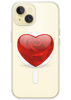 Husa personalizata Apple iPhone 14, MagSafe, Rose Heart