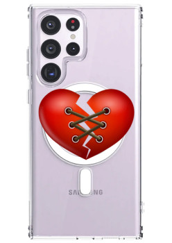 Husa personalizata Samsung Galaxy S23 Ultra, MagSafe Atasare Magnetica, Stitched Heart