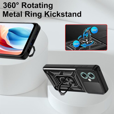 Husa telefon compatibila Oppo A79 5G, Slide & Snap Premium, Magnetic Ring Holder, PopGrip, Anti-Shock, Negru