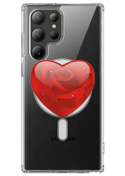 Husa personalizata Samsung Galaxy S24 Ultra, MagSafe Atasare Magnetica, Rose Heart