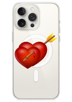 Husa personalizata Apple iPhone 14 Pro, MagSafe, Hearts With Arrow