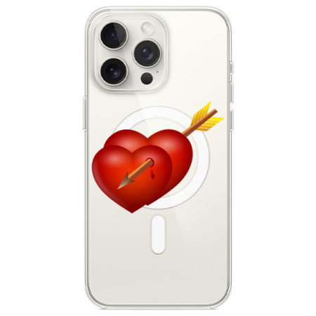 Husa personalizata Apple iPhone 14 Pro, MagSafe, Hearts With Arrow