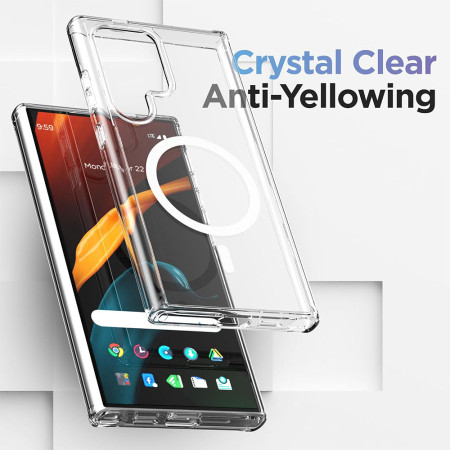 Husa MagSafe compatibila Samsung Galaxy S24 Ultra, Atasare Magnetica, Clear Case, Antisoc
