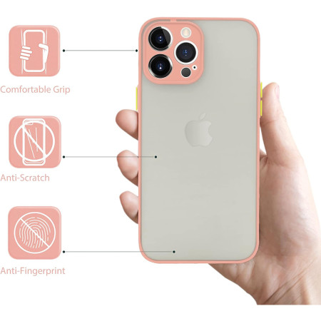 Husa cu protectie la camere si finisaj mat pentru APPLE iPhone, Roz - Alege Modelul!