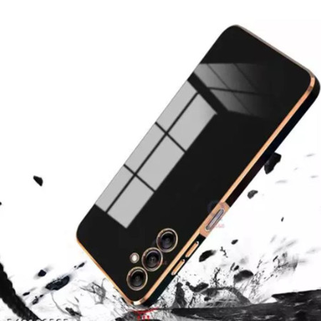 Husa telefon compatibila Samsung Galaxy A14, Crome Electroplacat, TPU Shockproof, Negru