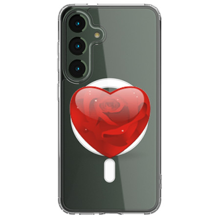 Husa personalizata Samsung Galaxy S24, MagSafe Atasare Magnetica, Rose Heart