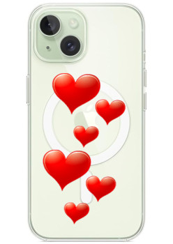 Husa personalizata Apple iPhone 15 Plus, MagSafe, Little Hearts