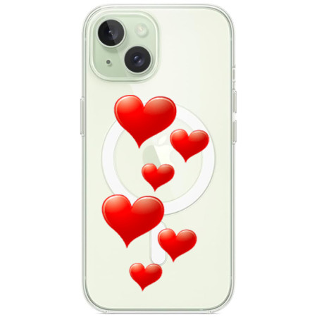 Husa personalizata Apple iPhone 15 Plus, MagSafe, Little Hearts