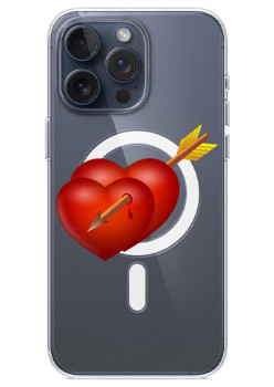 Husa personalizata Apple iPhone 15, MagSafe, Hearts With Arrow