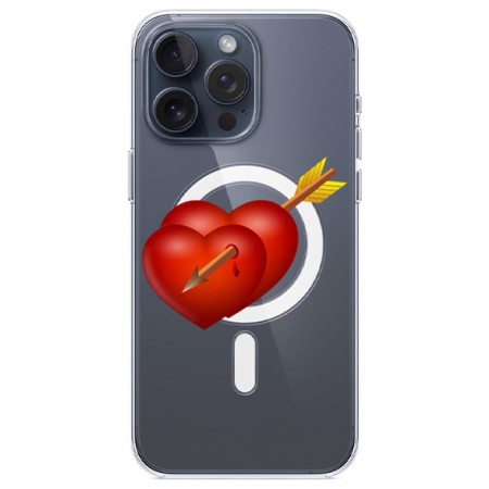 Husa personalizata Apple iPhone 14 Pro Max, MagSafe, Hearts With Arrow