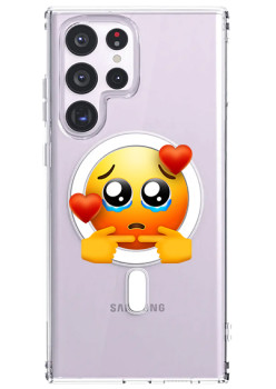 Husa personalizata Samsung Galaxy S23 Ultra, MagSafe Atasare Magnetica, Pleading Face With Hearts