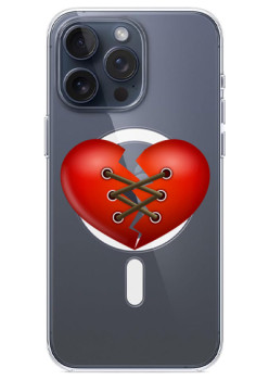 Husa personalizata Apple iPhone 15, MagSafe, Stitched Heart