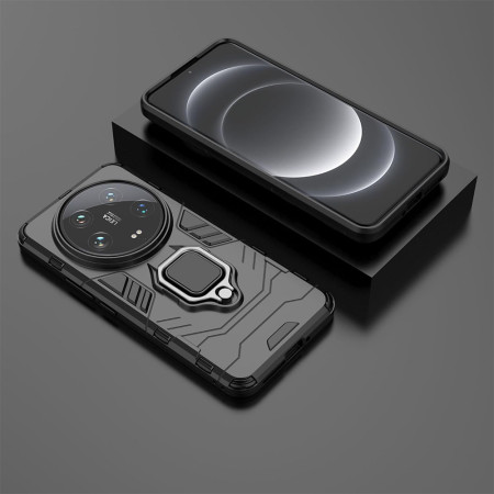 Husa telefon pentru Xiaomi 14 Ultra, Inel Magnetic tip Suport, Negru